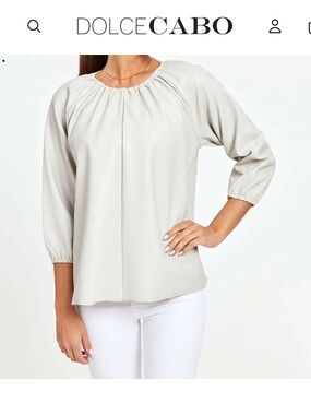 Dolce Cabo Faux Leather Puff Sleeve Top M